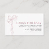 Carte D'accompagnement Long Pink Bow Ribbon Girl Baby Shower Book Request (Devant)