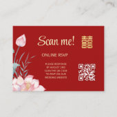 Carte D'accompagnement Lotus Chinese Mariage QR Code RSVP Online (Devant)
