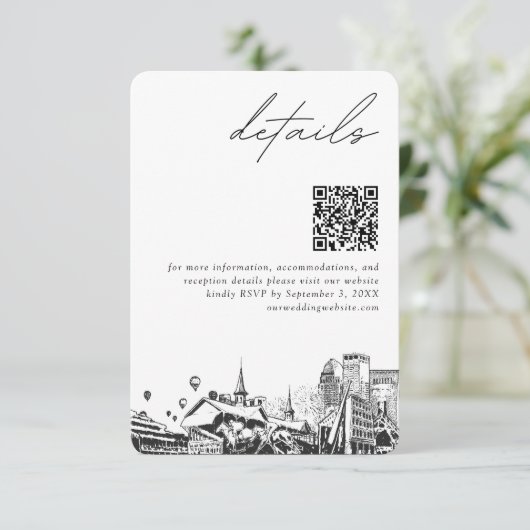 Carte D'accompagnement Louisville Mariage Détails modernes Code QR (Debout devant)