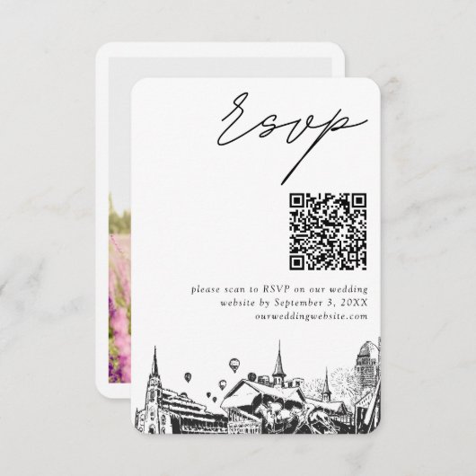 Carte D'accompagnement Louisville Mariage moderne RSVP QR Code (Devant / Derrière)