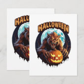 Carte D'accompagnement Loup-garou d'Halloween (Devant / Derrière)