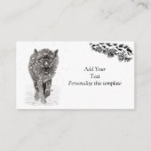 Carte D'accompagnement Loup noir en colère dans la neige, hiver sauvage (Devant)