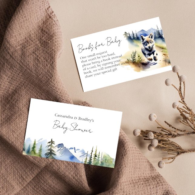 Carte D'accompagnement Loup sauvage aventure baby shower livres demande