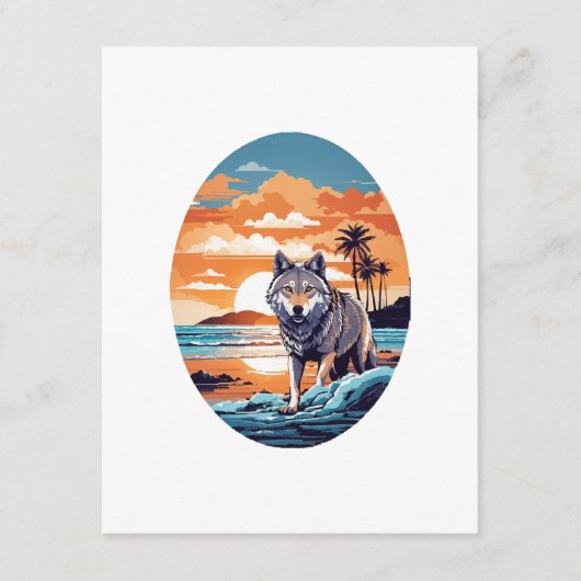 Carte D'accompagnement Loup sur la plage (Devant)
