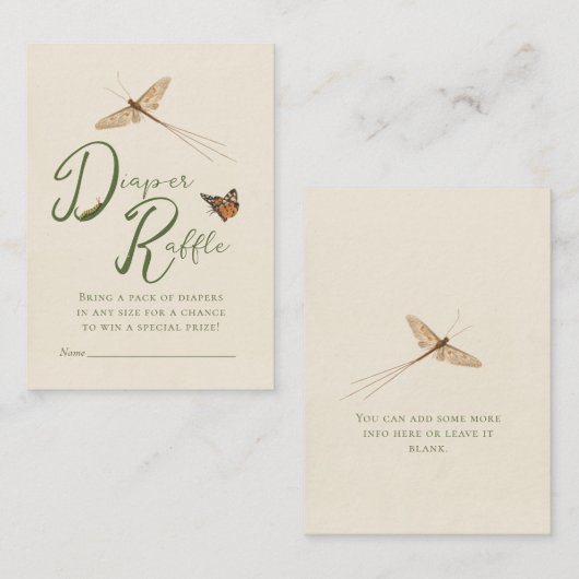 Carte D'accompagnement Love Bug Diaper Raffle Baby shower Insérer une car (Devant / Derrière)
