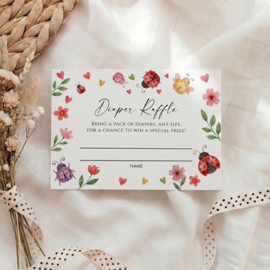 Carte D'accompagnement Love Bug Diaper Raffle Ticket  