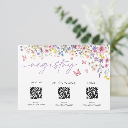 Carte D'accompagnement Love in Bloom Floral Fête des mariées Registry Car (Debout devant)