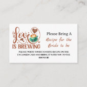 Carte D'accompagnement Love Is Brewing Recipe Request Bridal Shower (Devant)