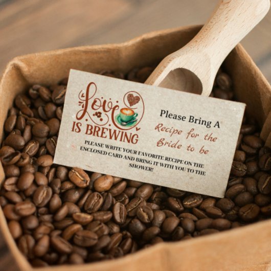 Carte D'accompagnement Love Is Brewing Recipe Request Bridal Shower