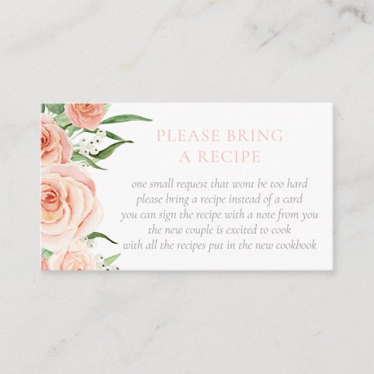 Carte D'accompagnement Love Is In Bloom Bridal Shower Recipe Request (Devant)