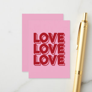Carte D'accompagnement Love Retro Red Typography