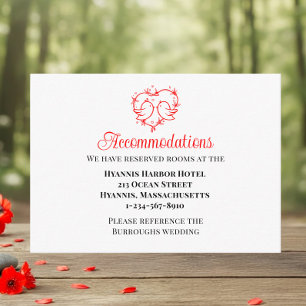 Carte D'accompagnement Lovebirds Boho Cœur Rouge Mariage Hébergements
