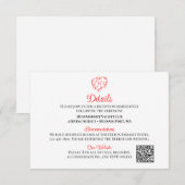 Carte D'accompagnement Lovebirds Boho Red Heart Wedding Details           (Devant / Derrière)