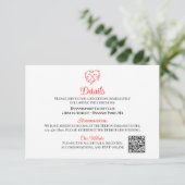 Carte D'accompagnement Lovebirds Boho Red Heart Wedding Details           (Debout devant)
