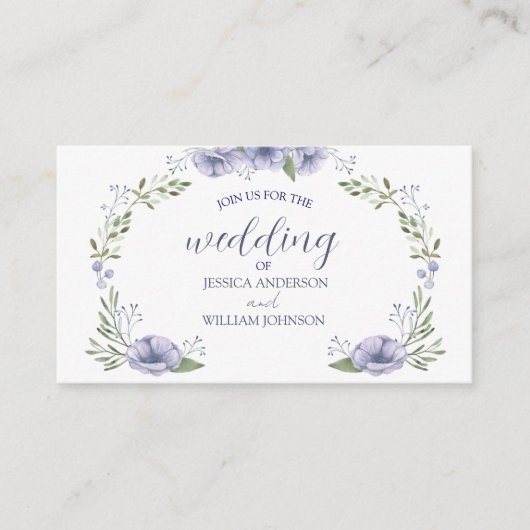 Carte D'accompagnement lovely dusty blue floral wedding (Devant)