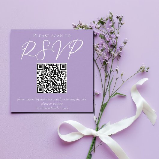 Carte D'accompagnement Lovely Lilac violet blanc Mariage QR Code RSVP