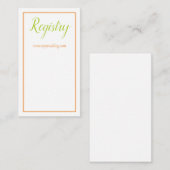 Carte D'accompagnement Lovely Orange Green and White Mariage Registry (Devant / Derrière)
