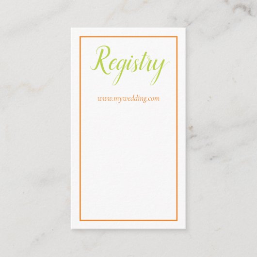 Carte D'accompagnement Lovely Orange Green and White Mariage Registry (Devant)