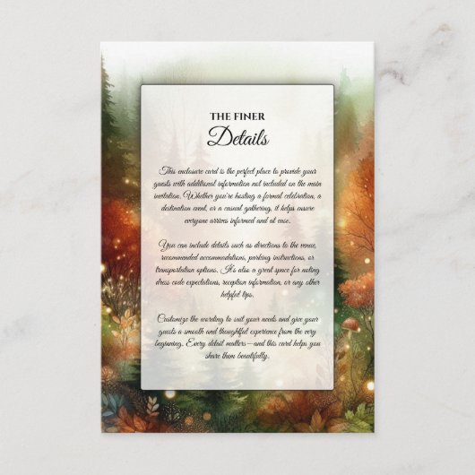 Carte D'accompagnement Lueur d'automne dans le Mariage forestier enchanté (Devant)