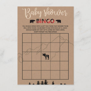 Carte D'accompagnement Lumberjack Flannel Baby shower Bingo Game Card