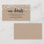 Carte D'accompagnement Lumières à chaîne de ferme rustique, détails Maria (Devant / Derrière)