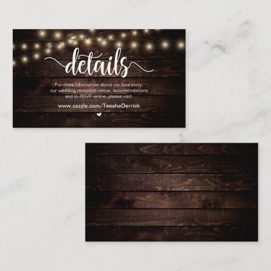 Carte D'accompagnement Lumières à chaînes de pays rustiques, détails du M (Devant / Derrière)