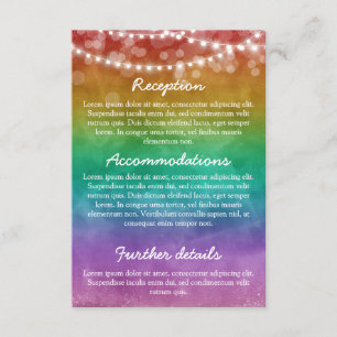 Carte D'accompagnement Lumières à cordes dégradé arc-en-ciel Mariage gay