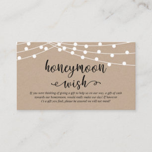 Carte D'accompagnement Lumières à cordes rustiques kraft, Mariage lune de