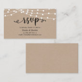 Carte D'accompagnement Lumières à cordes rustiques kraft, Mariage RSVP (Devant / Derrière)