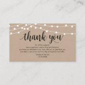 Carte D'accompagnement Lumières à cordes rustiques, Noir, Merci Mariage (Devant)