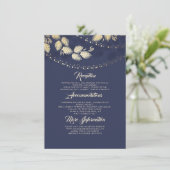 Carte D'accompagnement Lumières Arbre Feuilles Élégant Mariage Détails In (Debout devant)