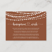 Carte D'accompagnement Lumières de Chaîne Rustiques Vœu de Lune de Miel T (Devant)