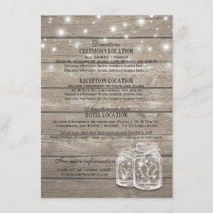 Carte D'accompagnement Lumières de corde de pot de maçon en bois rustique