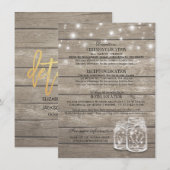 Carte D'accompagnement Lumières de corde de pot de maçon en bois rustique (Devant / Derrière)