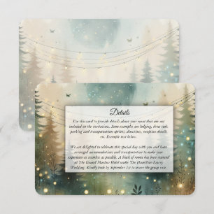 Carte D'accompagnement Lumières de Fée de Mariage Forêt de Pin Fantaisist