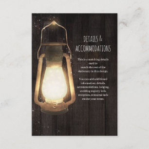 Carte D'accompagnement Lumières de lanterne rustique détails de mariage e