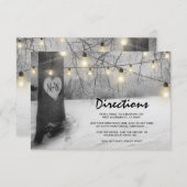 Carte D'accompagnement Lumières de mariage d'arbre d'hiver argentées rust (Devant / Derrière)