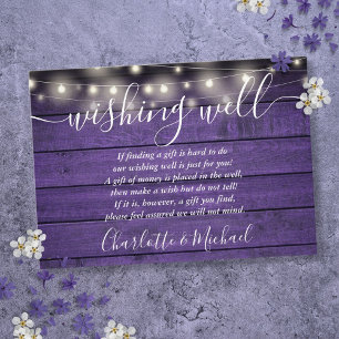 Carte D'accompagnement Lumières de mariage en bois violet Puits de voeux