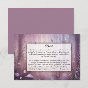Carte D'accompagnement Lumières Magiques de Fée de Lavande pour Mariage