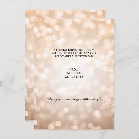 Carte D'accompagnement Lumières scintillantes cuivrées pour réception de  (Devant / Derrière)