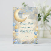 Carte D'accompagnement Lune bleue et étoiles Diapper Raffle (Debout devant)