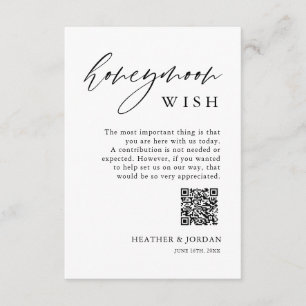 Carte D'accompagnement Lune de miel rustique souhaite QR Wishing well
