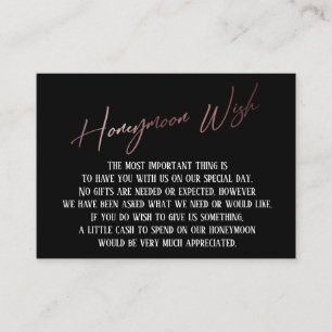 Carte D'accompagnement Lune de miel Souhaite Rose moderne écriture manusc