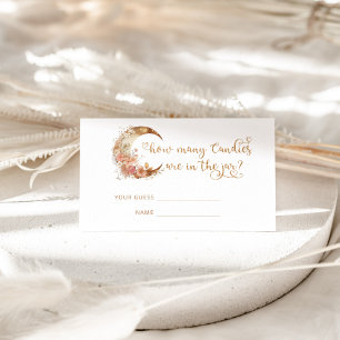 Carte D'accompagnement Lune florale d'or devinez combien de bonbons