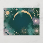 Carte D'accompagnement Lune magique céleste et étoiles Emerald QR Code RS (Dos)