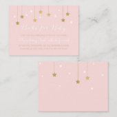 Carte D'accompagnement Lune rose et étoiles, insertion d'invitation (Devant / Derrière)