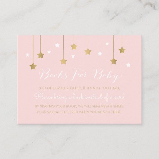 Carte D'accompagnement Lune rose et étoiles, insertion d'invitation (Devant)