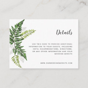 Carte D'accompagnement Lush Fern Tropical Botanical Mariage Détails de la