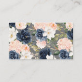 Carte D'accompagnement Lush Magnolia Floral Navy Blue Pink Diaper Raffin (Dos)