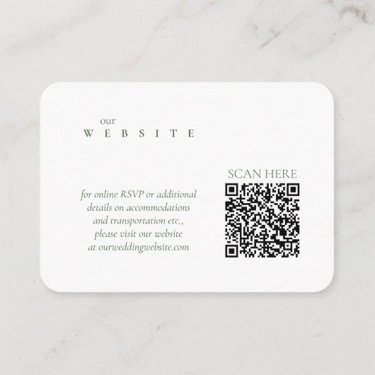 Carte D'accompagnement Lush Palm Leaf Mariage site Web Moss Green ID956 (Dos)